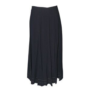 HELMUT LANG MID-LENGTH BLACK CREPE SKIRT w/SATIN BACK SZ 4 NWT